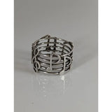 Silver steed music notes band silver ring with wire-woven design featuring treble clefs and eighth notes perfect equestrian jewelry