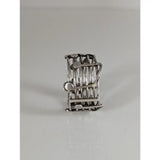 Silver steed music silver-toned metal toothpick holder with cage design and decorative music notes band details