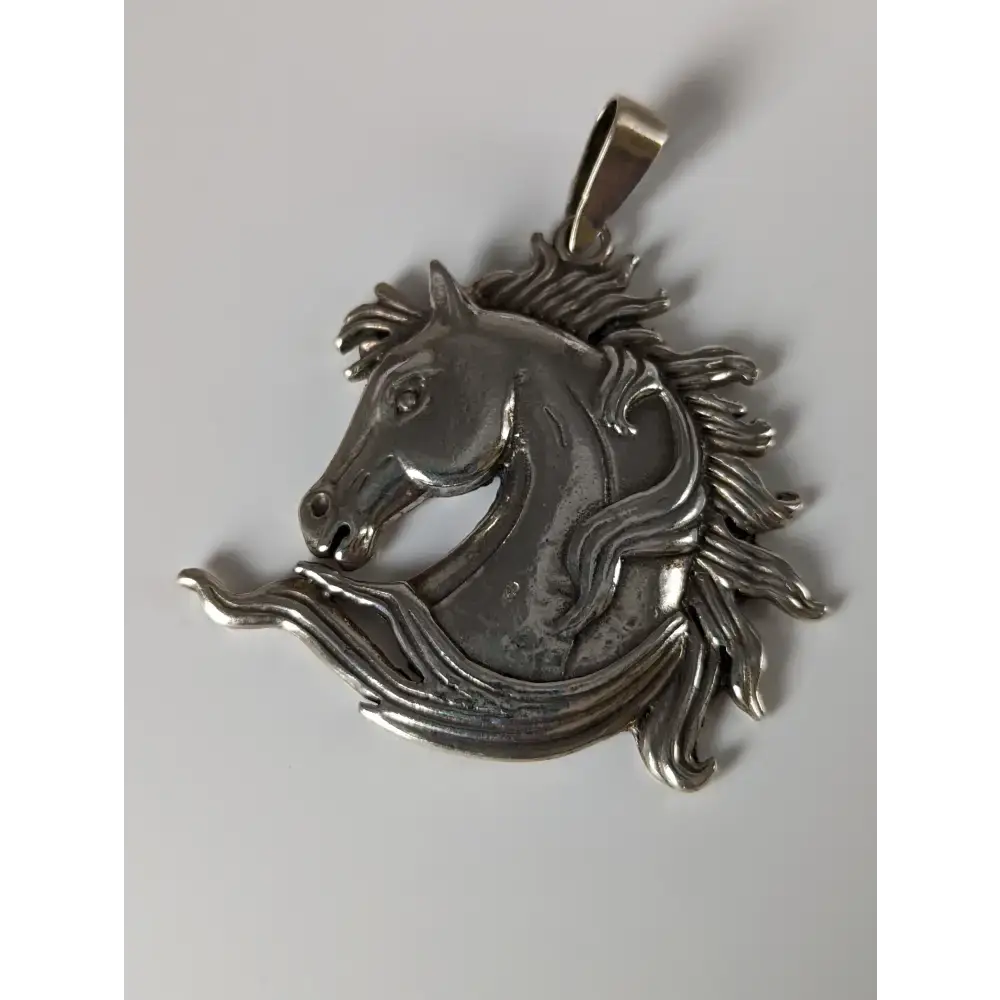 Silver Steed Mustang Horse Head Silver Pendant Pendant