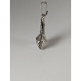 Silver steed oak leaf silver pendant with detailed veining and polished sterling silver oak leaf finish
