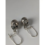 Silver steed oranges dropped earrings silver skull shape with hammered finish and delicate chain handcrafted silver