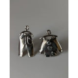 Silver steed pajama stud earrings in silver shaped like pants and jacket perfect equestrian jewelry studs