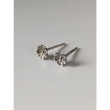 Silver steed pansy stud earrings with dainty pansy motifs in silver featuring a delicate textured design