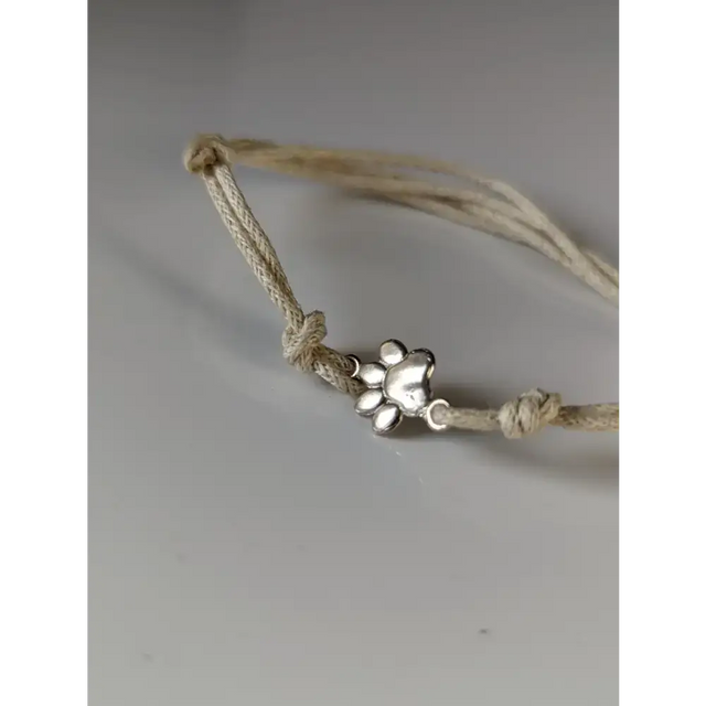 Silver Steed Paw Print Cord Bracelet Cream Bracelets