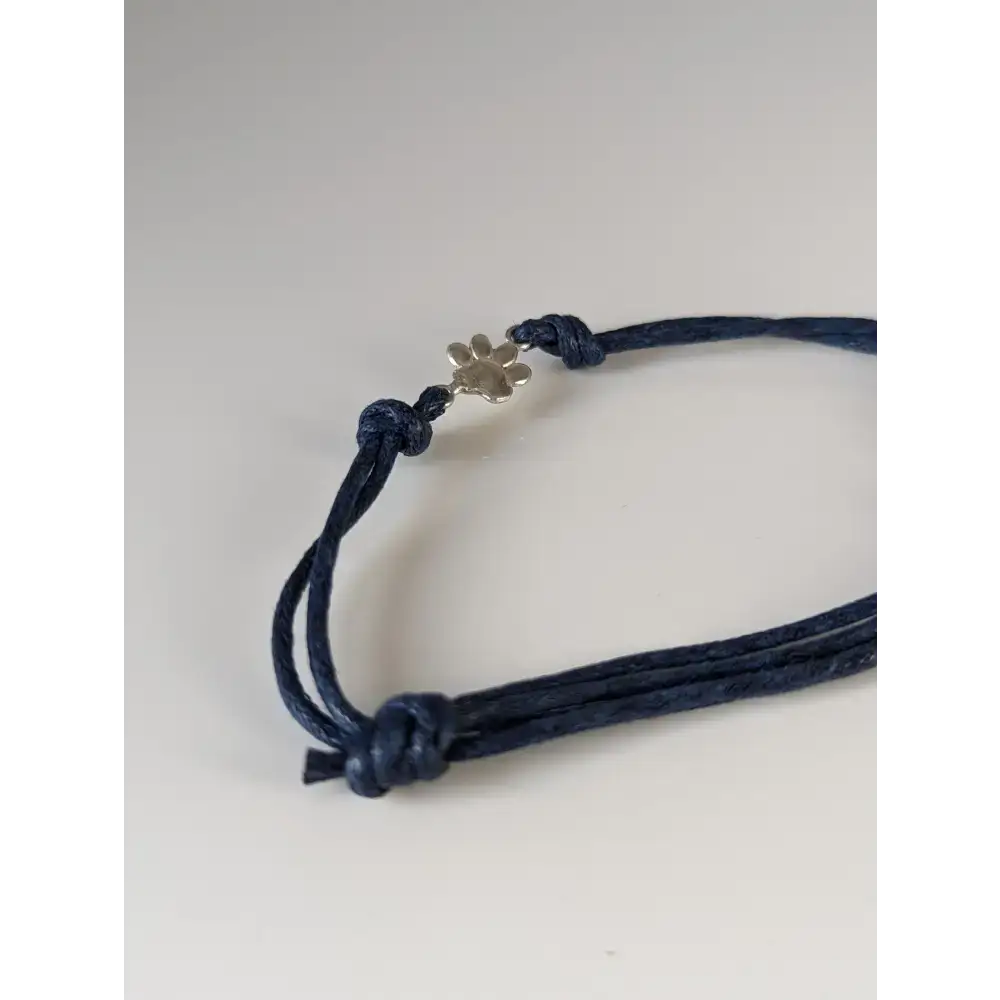 Silver Steed Paw Print Cord Bracelet Navy Bracelets
