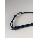 Silver Steed Paw Print Cord Bracelet Navy Bracelets