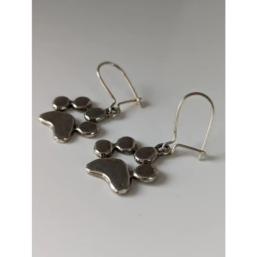 Silver Steed Paw Print Silver Dropped Earrings Earrings