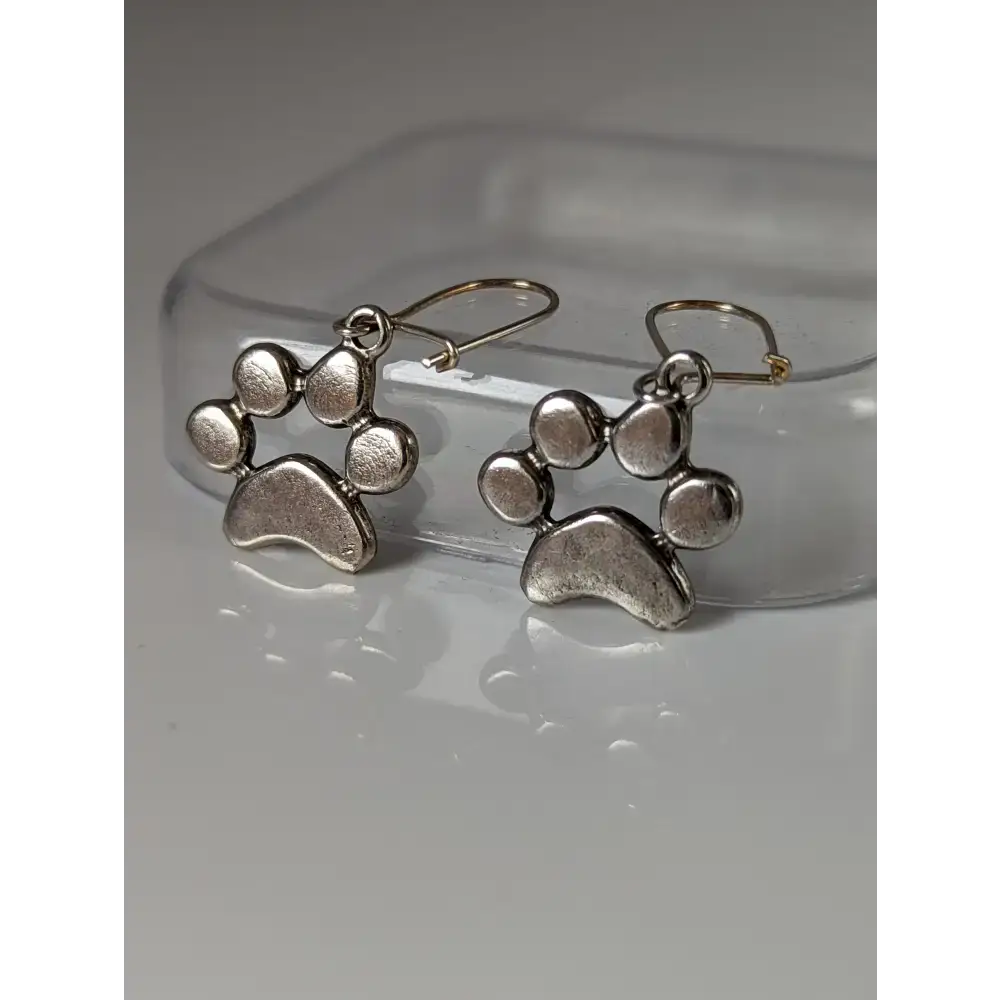 Silver Steed Paw Print Silver Dropped Earrings Earrings