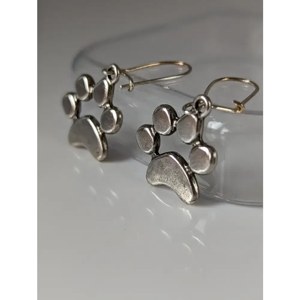 Silver Steed Paw Print Silver Dropped Earrings Earrings