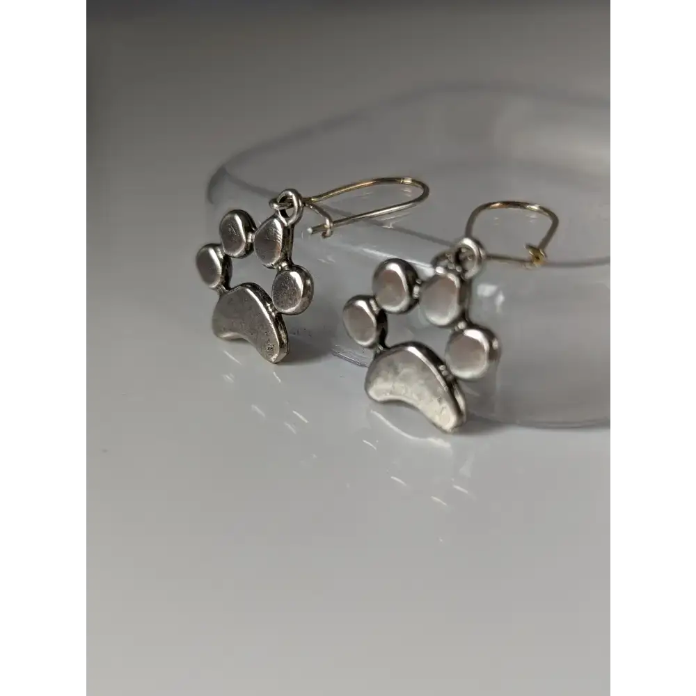 Silver Steed Paw Print Silver Dropped Earrings Earrings
