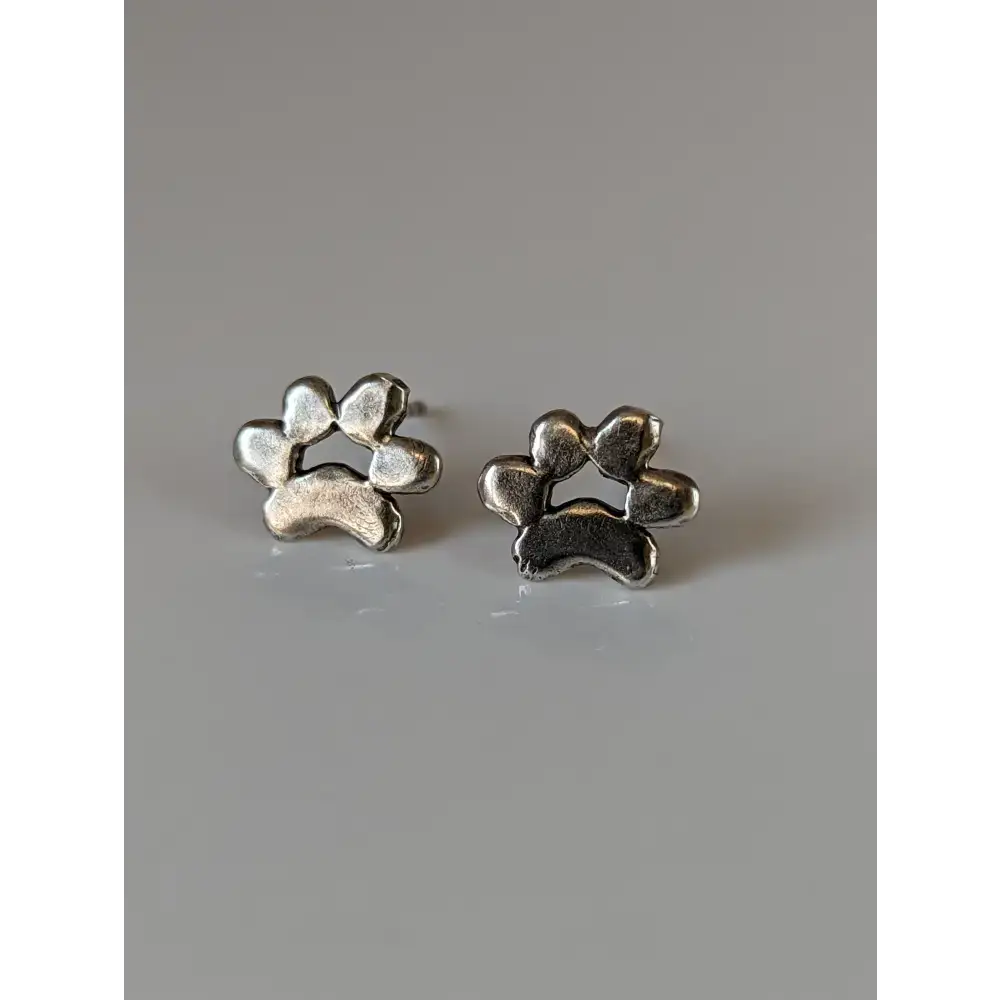 Silver Steed Paw Print Large Silver Stud Earrings Earrings