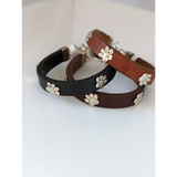 Silver Steed Paw Print Leather Bracelet Tan 16.5cm A Bracelets