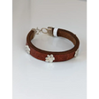 Silver Steed Paw Print Leather Bracelet Tan 16.5cm A Bracelets