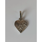Silver Steed Paw Print on Heart Silver Pendant Pendant