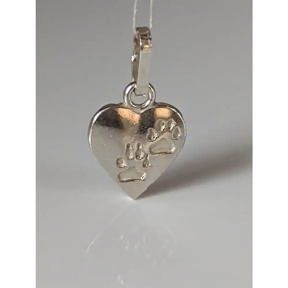 Silver Steed Paw Print on Heart Silver Pendant Pendant