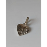 Silver Steed Paw Print on Heart Silver Pendant Pendant