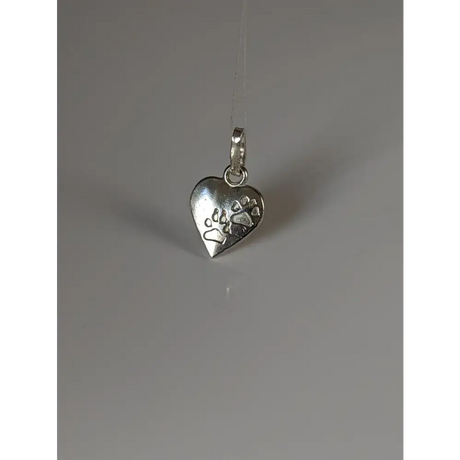 Silver Steed Paw Print on Heart Silver Pendant Pendant