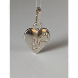 Silver steed heart silver pendant with engraved paw prints in shiny silver metal perfect for pet lovers