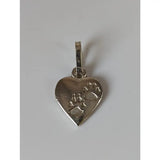 Silver steed heart silver pendant featuring a silver heart silver pendant with engraved paw prints