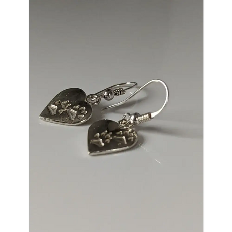 Silver Steed Paws on Heart Silver Dropped Earrings Earrings