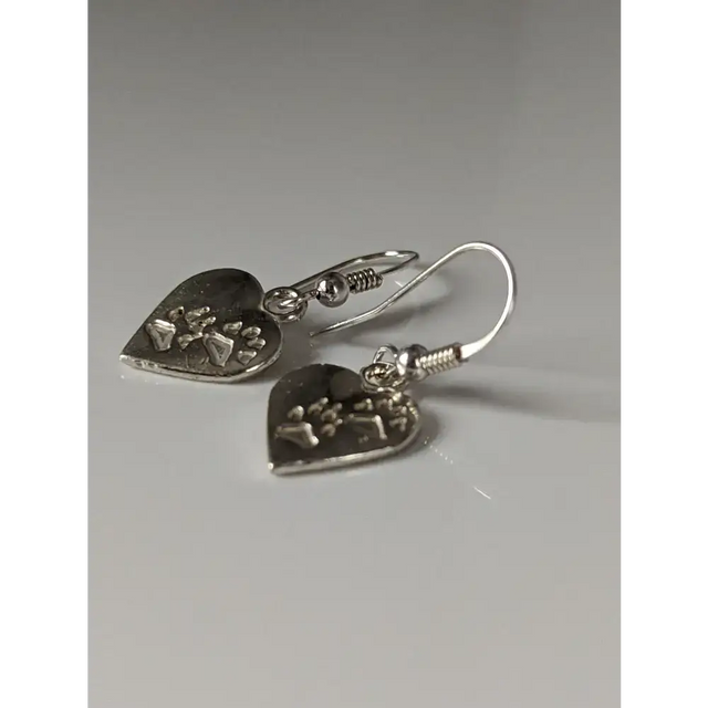 Silver Steed Paws on Heart Silver Dropped Earrings Earrings