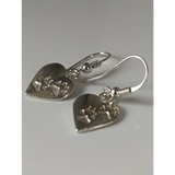 Silver Steed Paws on Heart Silver Dropped Earrings Earrings