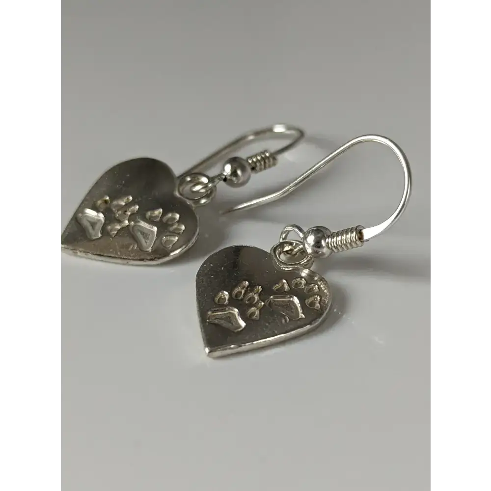 Silver Steed Paws on Heart Silver Dropped Earrings Earrings