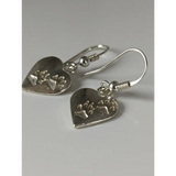 Silver Steed Paws on Heart Silver Dropped Earrings Earrings