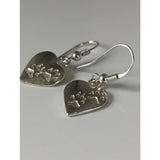 Silver steed paws heart silver dropped earrings silver heart shaped with engraved paw prints
