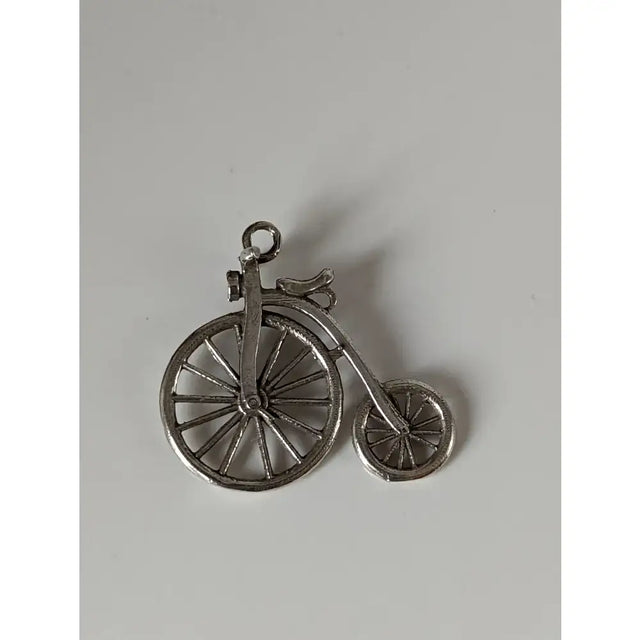 Silver steed penny vintage penny farthing bike silver pendant shaped like a classic bike in metal