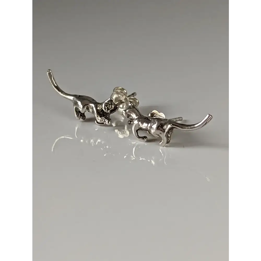 Silver Steed Playful Cat Stud Earrings Earrings