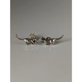 Silver steed playful cat stud earrings silver cat-shaped stud earrings with sleek detailed design