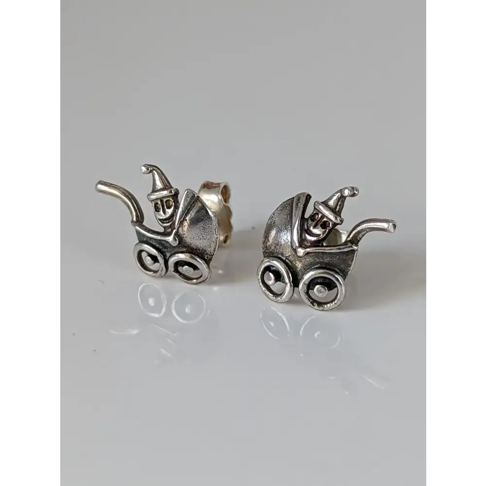 Silver Steed Pram Stud Earrings Earrings