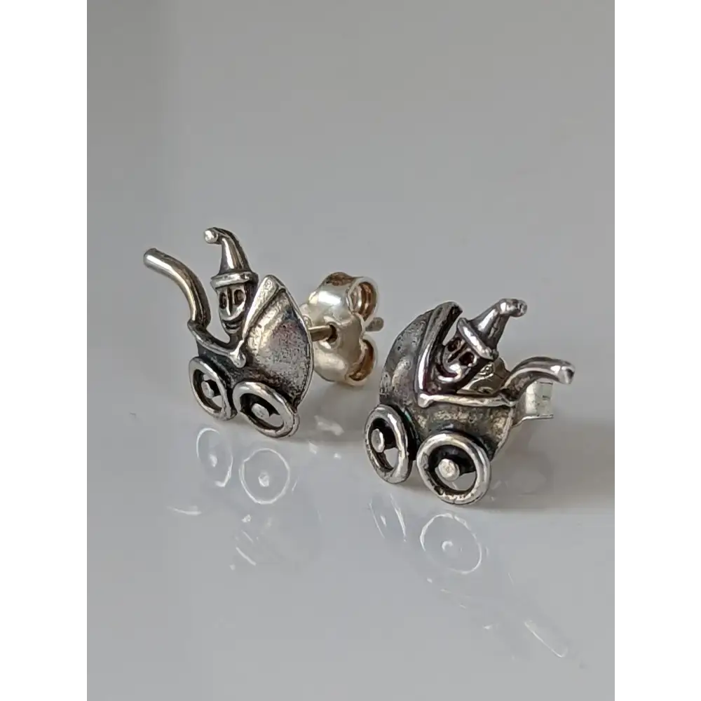 Silver Steed Pram Stud Earrings Earrings