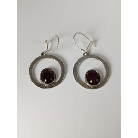 Silver Steed Purple Crystal Loop Dropped Earrings Earrings