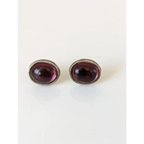 Silver Steed Purple Ovals Stud Earrings Earrings