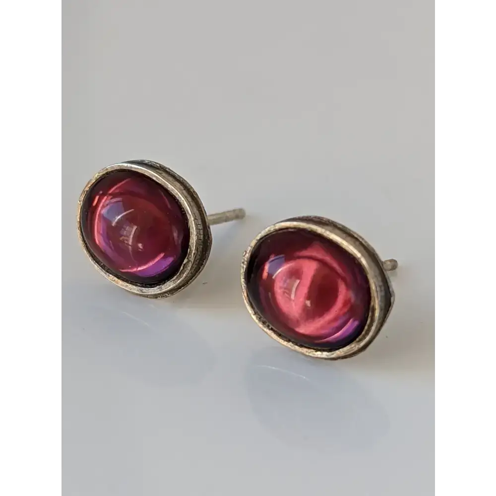 Silver Steed Purple Ovals Stud Earrings Earrings