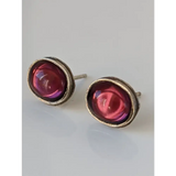 Silver Steed Purple Ovals Stud Earrings Earrings