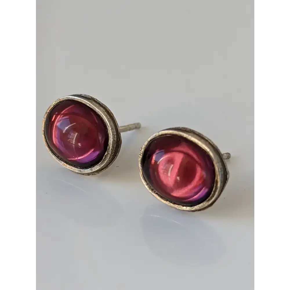 Silver Steed Purple Ovals Stud Earrings Earrings