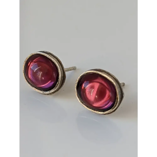 Silver Steed Purple Ovals Stud Earrings Earrings