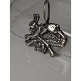 Silver steed rabbit hunting silver pendant with detailed 3d rabbit design crossed rifles and foliage in silver tone metal