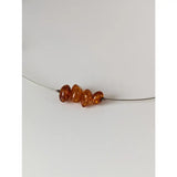 Silver steed real amber bead necklace with four genuine translucent amber beads on thin silver wire