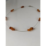 Silver steed real delicate necklace with genuine amber real amber bead in warm amber tones on thin wire