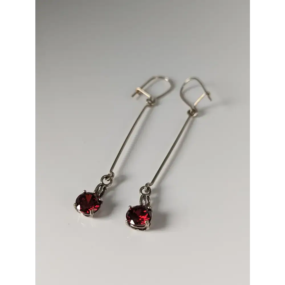 Silver Steed Red Crystal Dropped Earrings Earrings