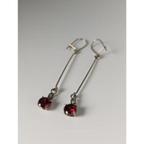Silver Steed Red Crystal Dropped Earrings Earrings
