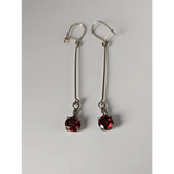 Silver Steed Red Crystal Dropped Earrings Earrings