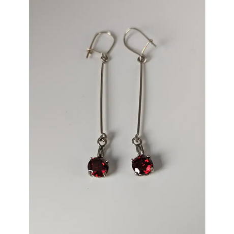 Silver Steed Red Crystal Dropped Earrings Earrings