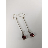Silver Steed Red Crystal Dropped Earrings Earrings