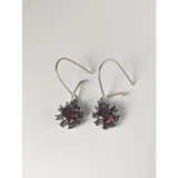 Silver Steed Red Crystal Sunflower Dropped Earrings Earrings