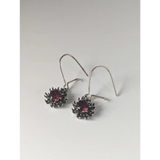 Silver Steed Red Crystal Sunflower Dropped Earrings Earrings